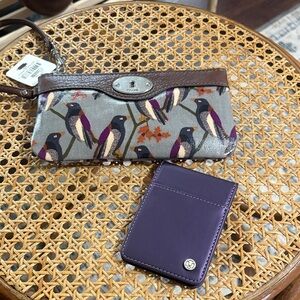 NWT Fossil Key Per bird wristlet. And Jeehood card keeper bundle